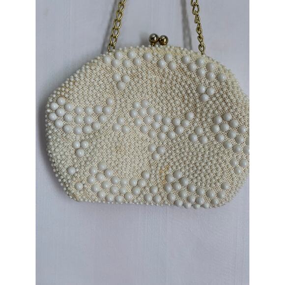 John Wind 60's Vintage Cream Beaded Bag Shoulder bag or Clutch - Picture 3 of 9